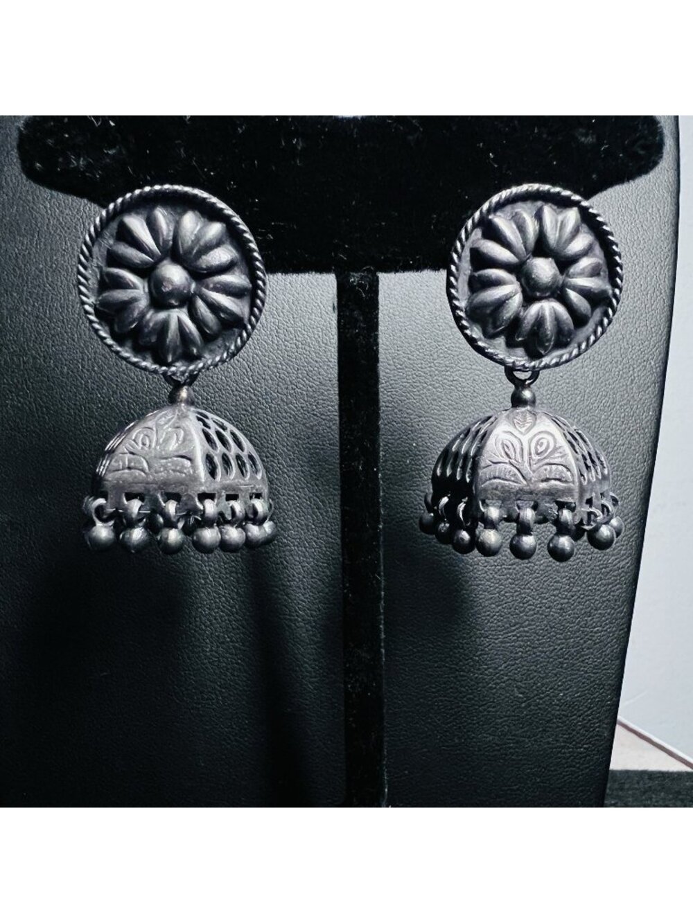 Vintage Sterling Silver Earrings Jhumka Bells Dangle Drop Chunky 29.7g